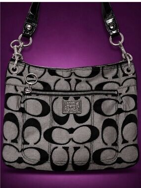 Coach Poppy Collectible Signature Jacquard Y2K Crossbody Multi Purple Lining EUC